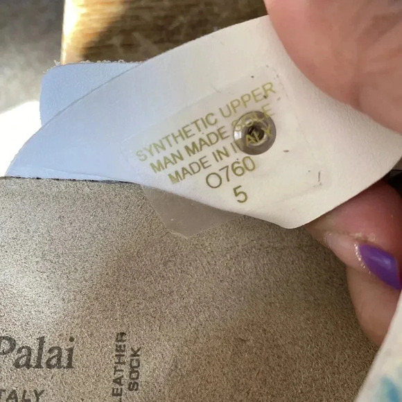 Giulia Palai Floral Glitter Thong T Strap Leather Socks Sandals Women Size 5 - Picture 4 of 7